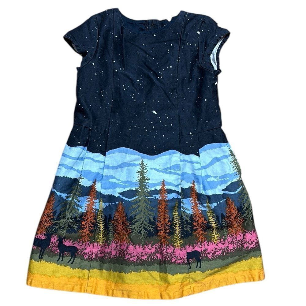Genuine kids osh kosh girls shift dress outdoor stars camping nature woods